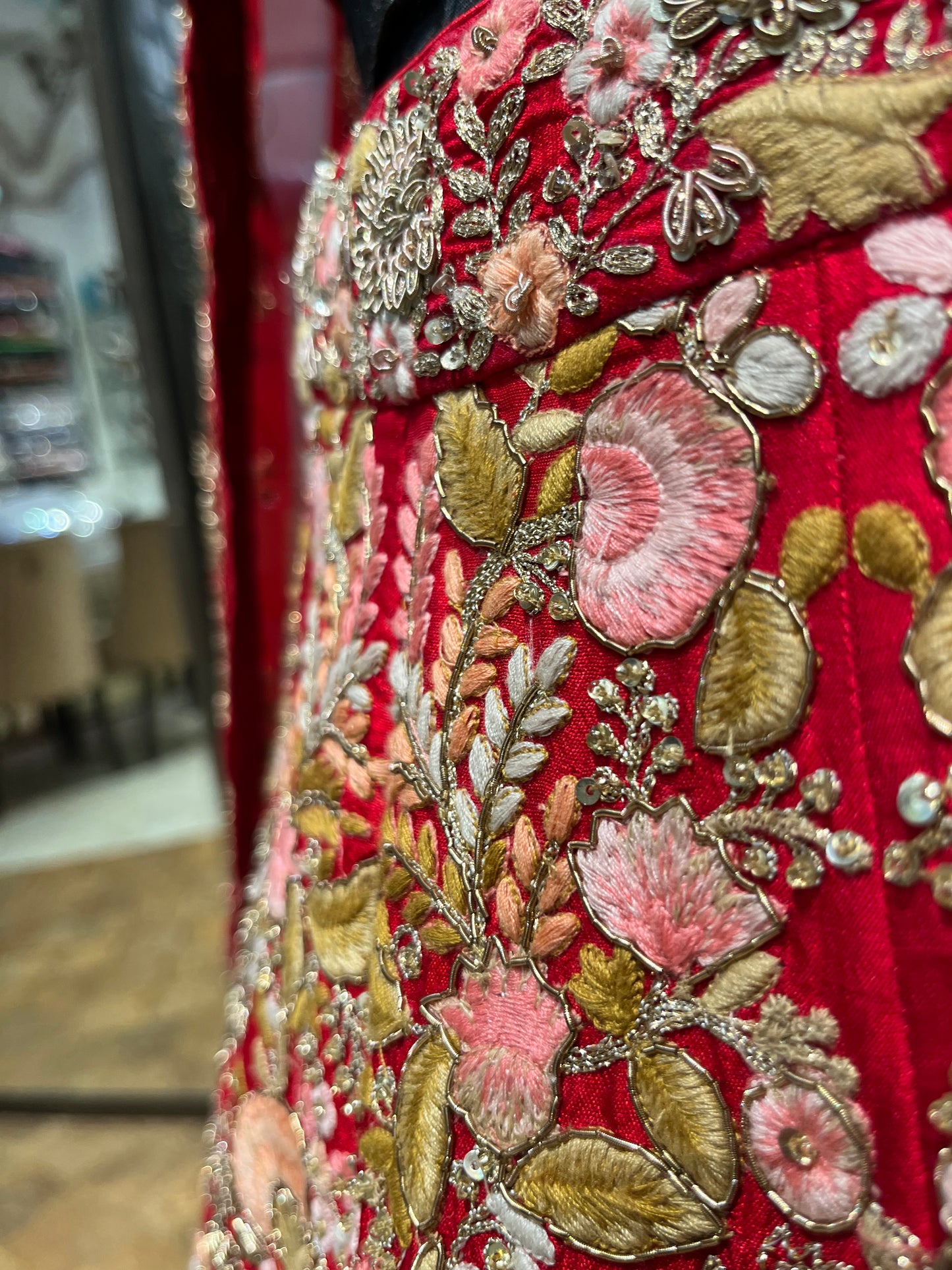 Regal Crimson Floral Bridal Lehenga Couture