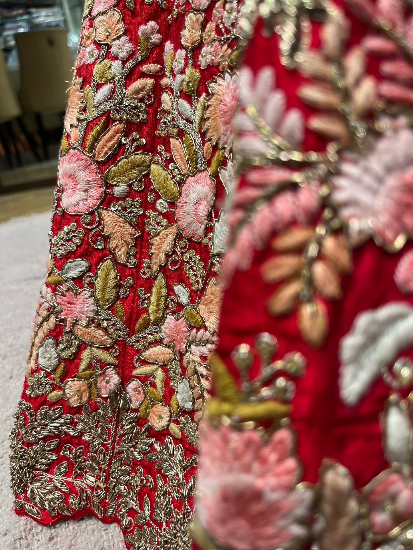 Regal Crimson Floral Bridal Lehenga Couture