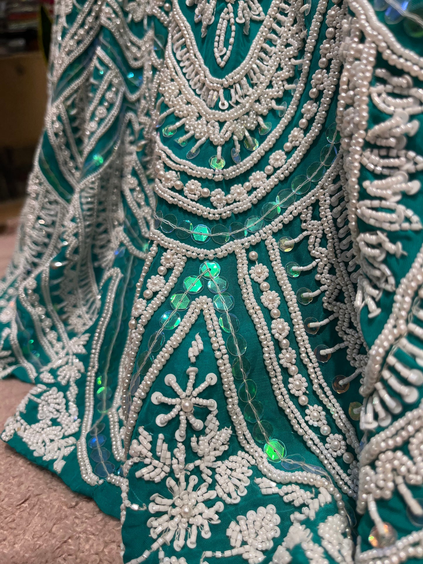 Emerald Teal Heritage Bridal Lehenga