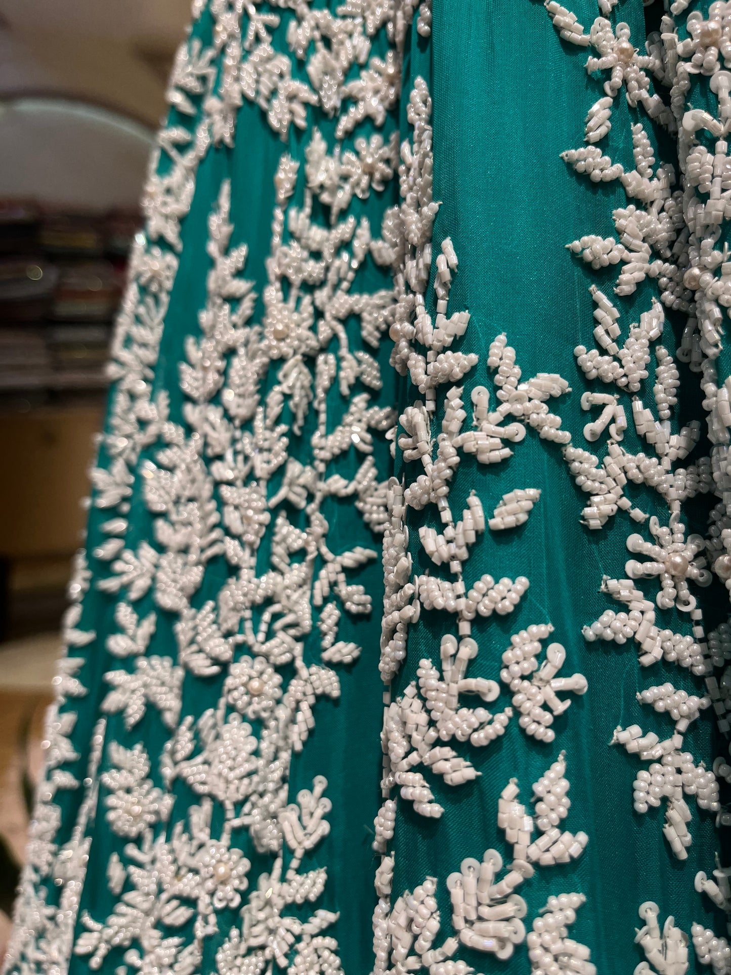 Emerald Teal Heritage Bridal Lehenga