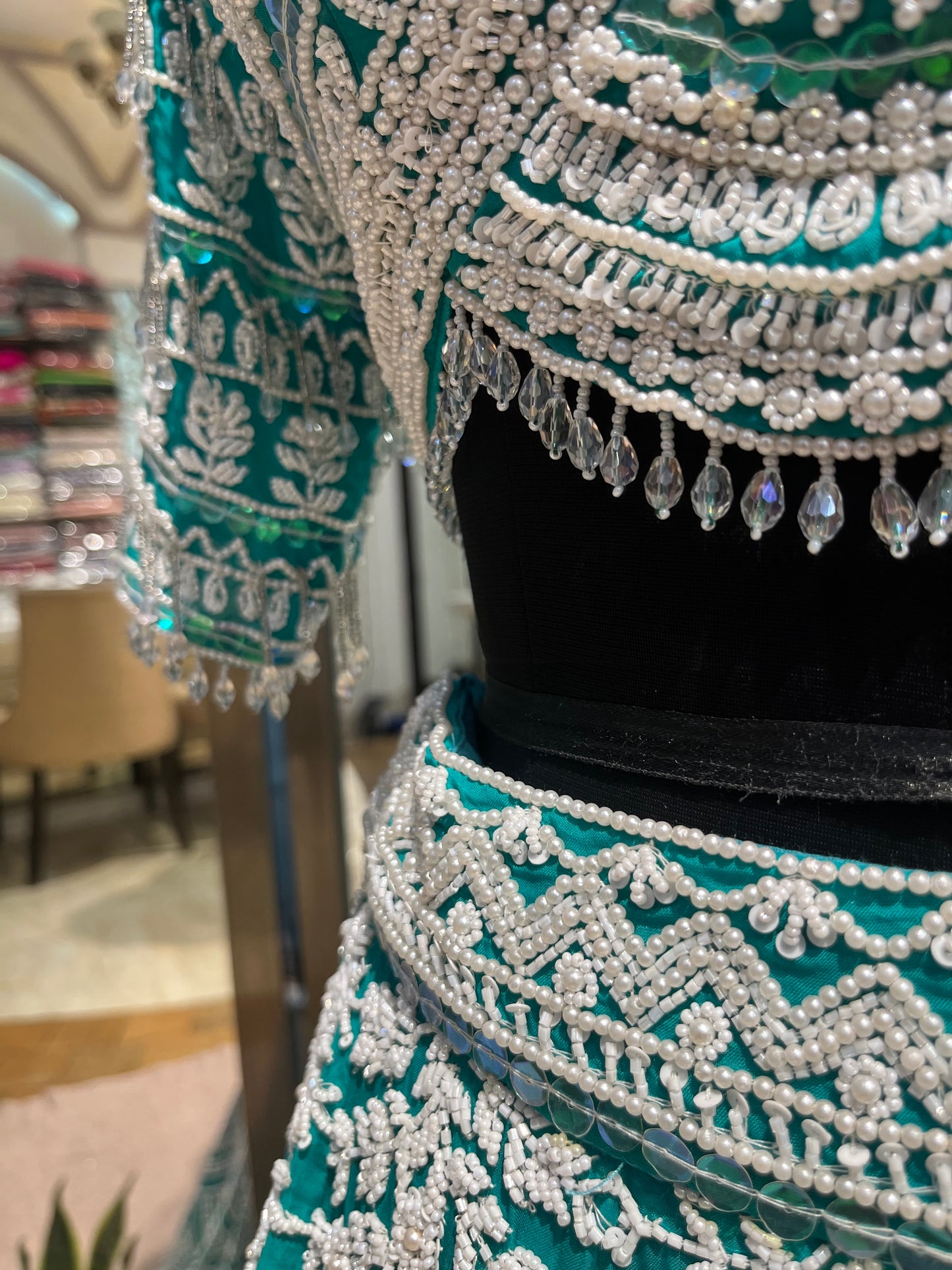 Emerald Teal Heritage Bridal Lehenga