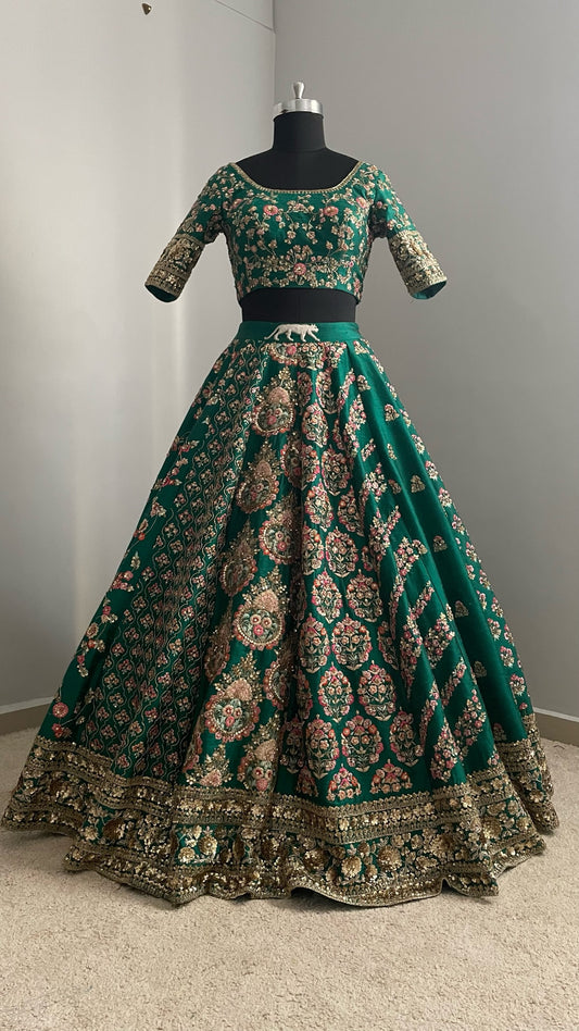 Mehr Emerald Handcrafted Bridal Lehenga Set