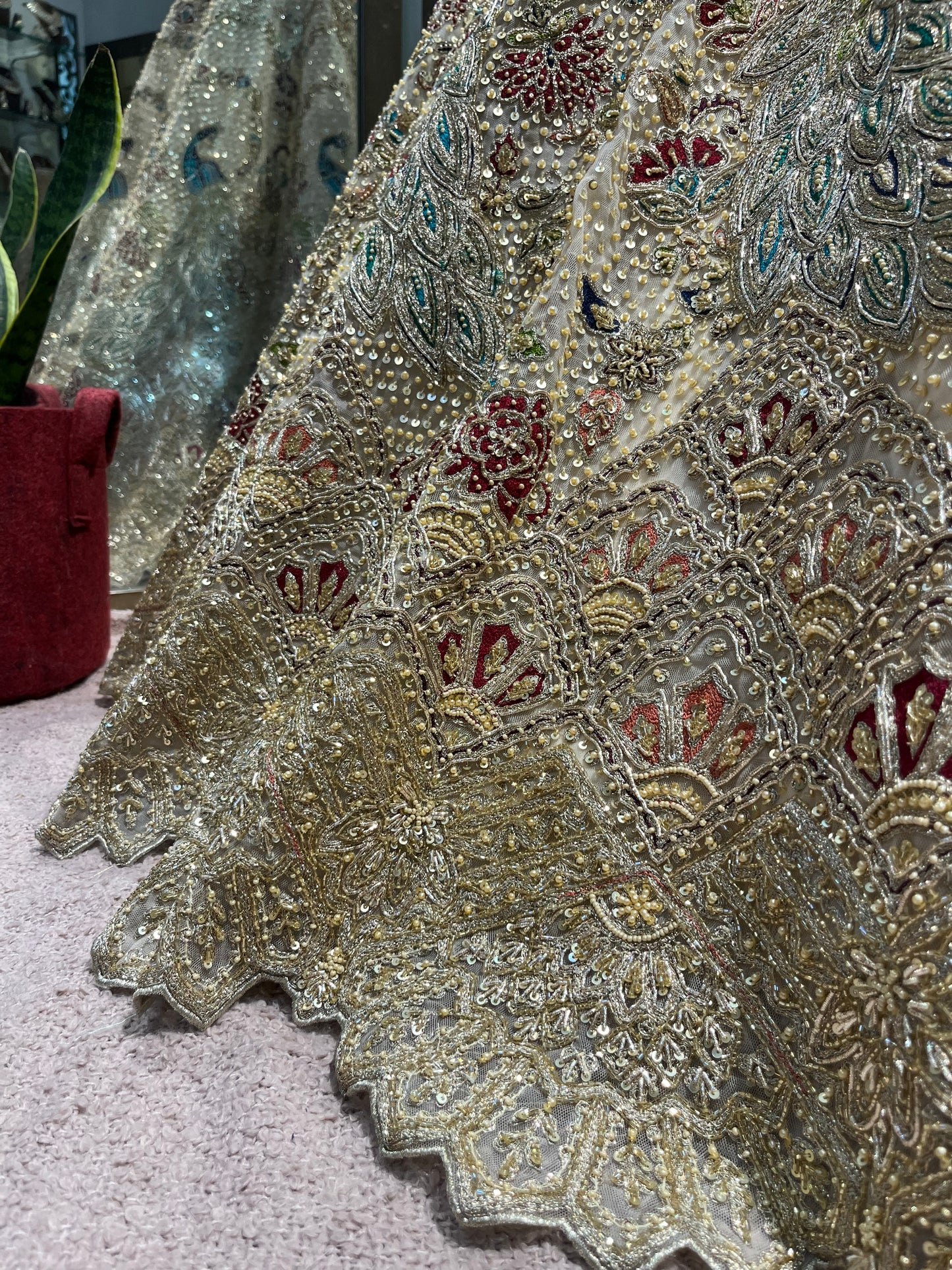 Royal Champagne Peacock Bridal Lehenga