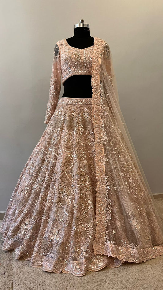 Champagne Rose Handcrafted Bridal Lehenga Couture