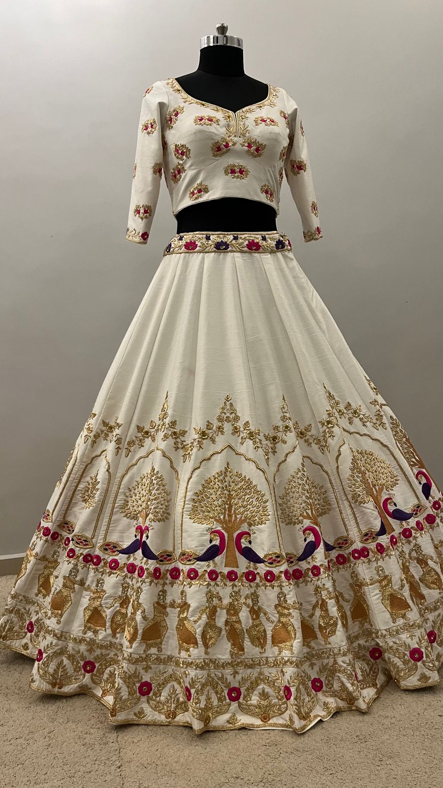 Ivory Peacock Heritage Bridal Lehenga