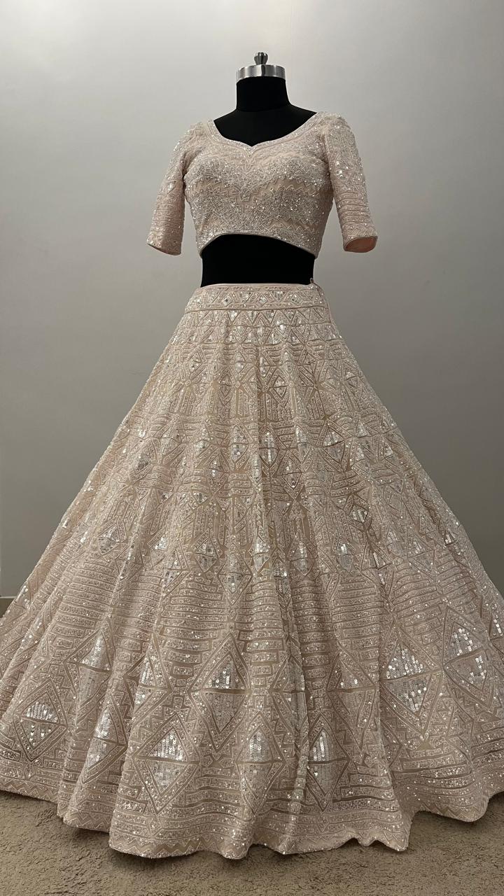 Ivory Celestial Mirrorwork Bridal Lehenga Set