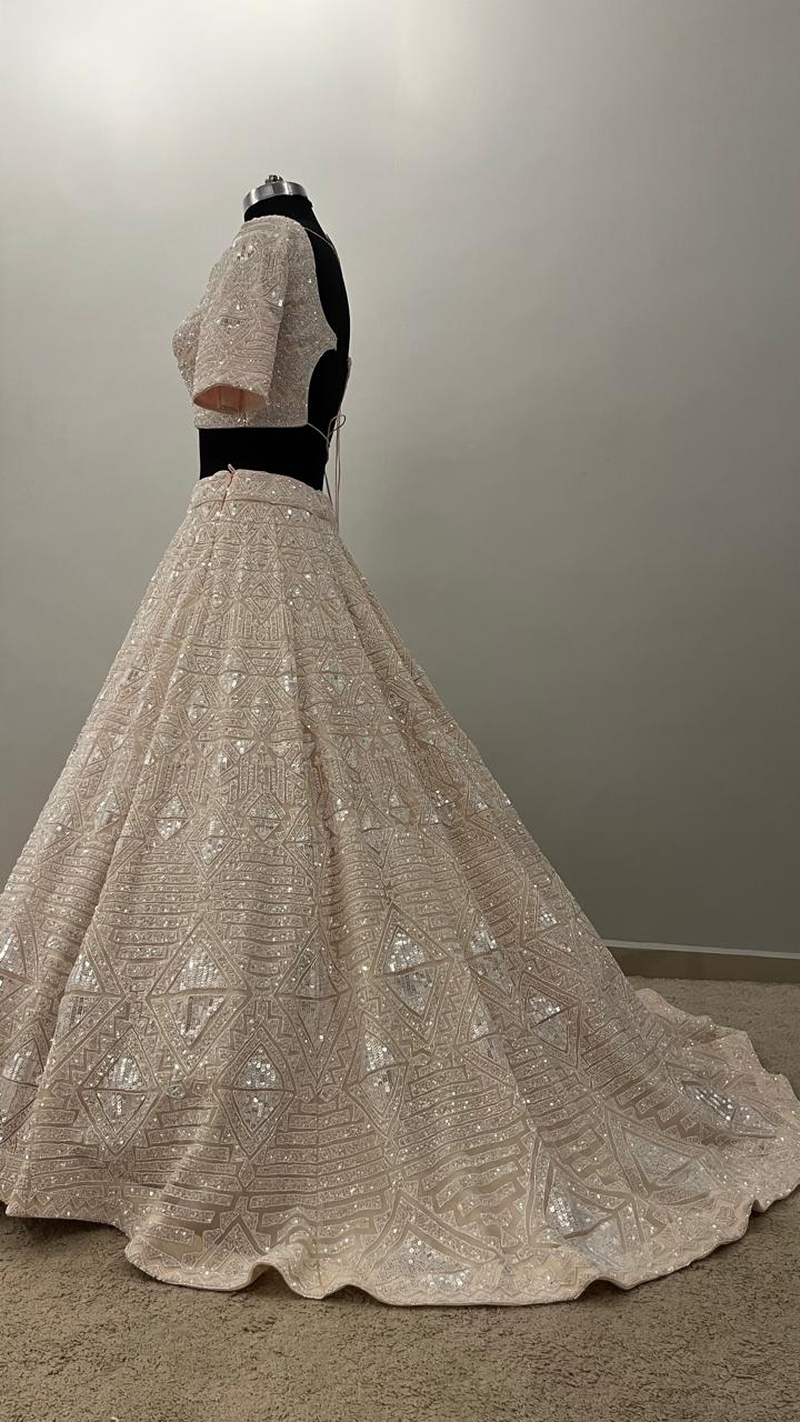 Ivory Celestial Mirrorwork Bridal Lehenga Set