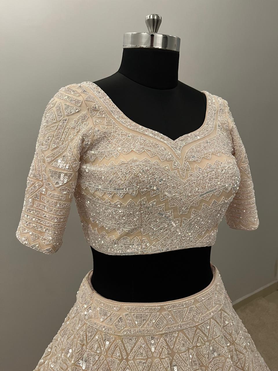 Ivory Celestial Mirrorwork Bridal Lehenga Set