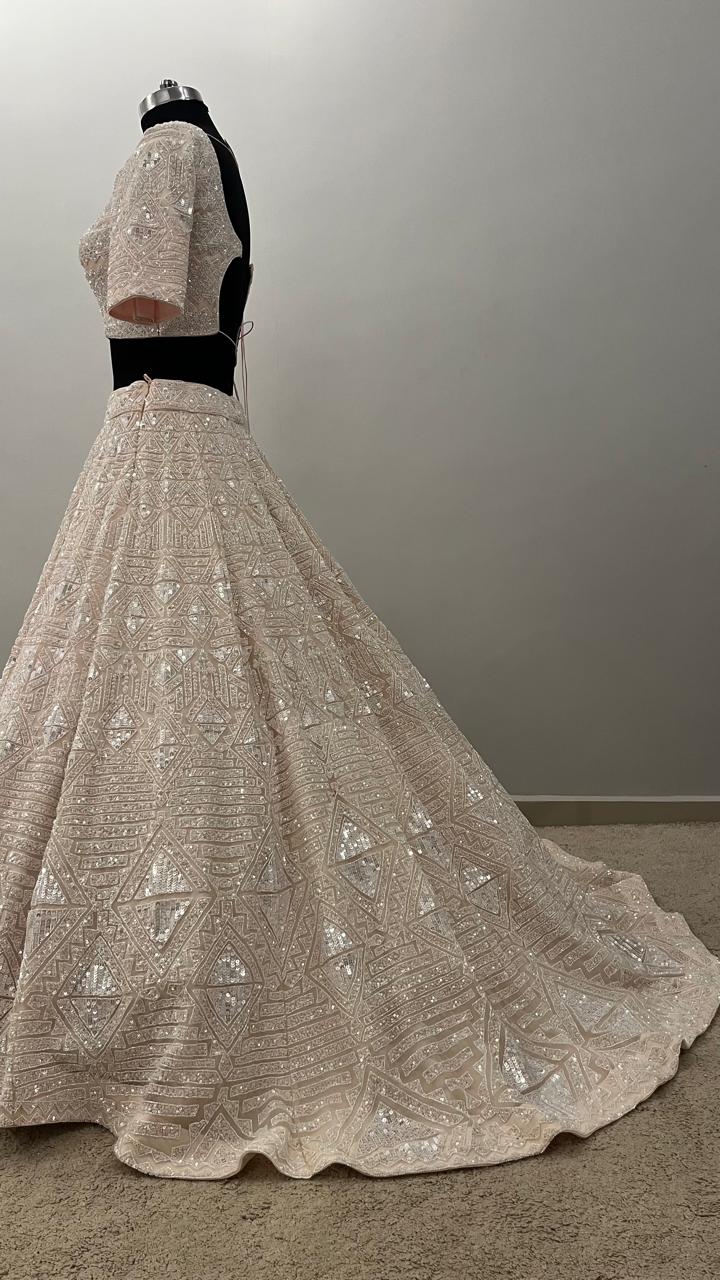 Ivory Celestial Mirrorwork Bridal Lehenga Set