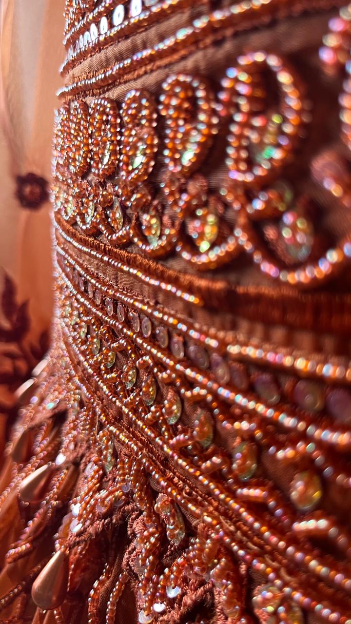 Rust Ember Handcrafted Bridal Lehenga Set