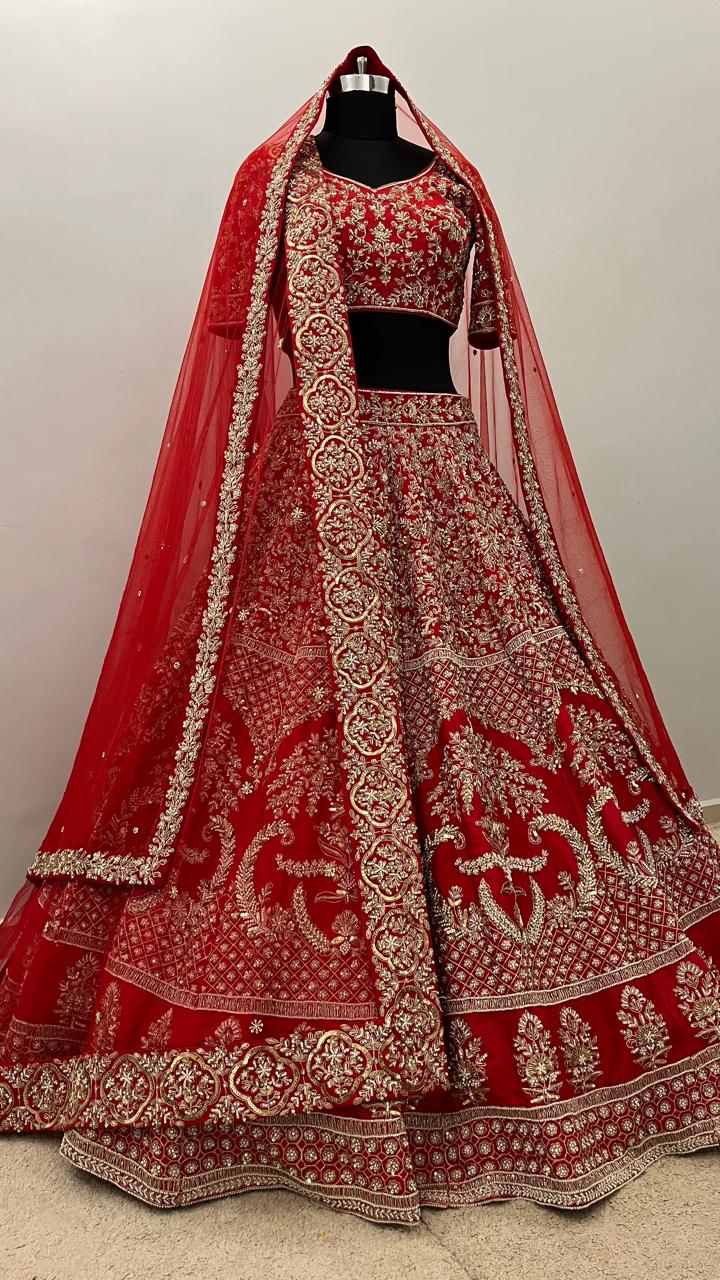 Royal Crimson Zardozi Bridal Lehenga Set