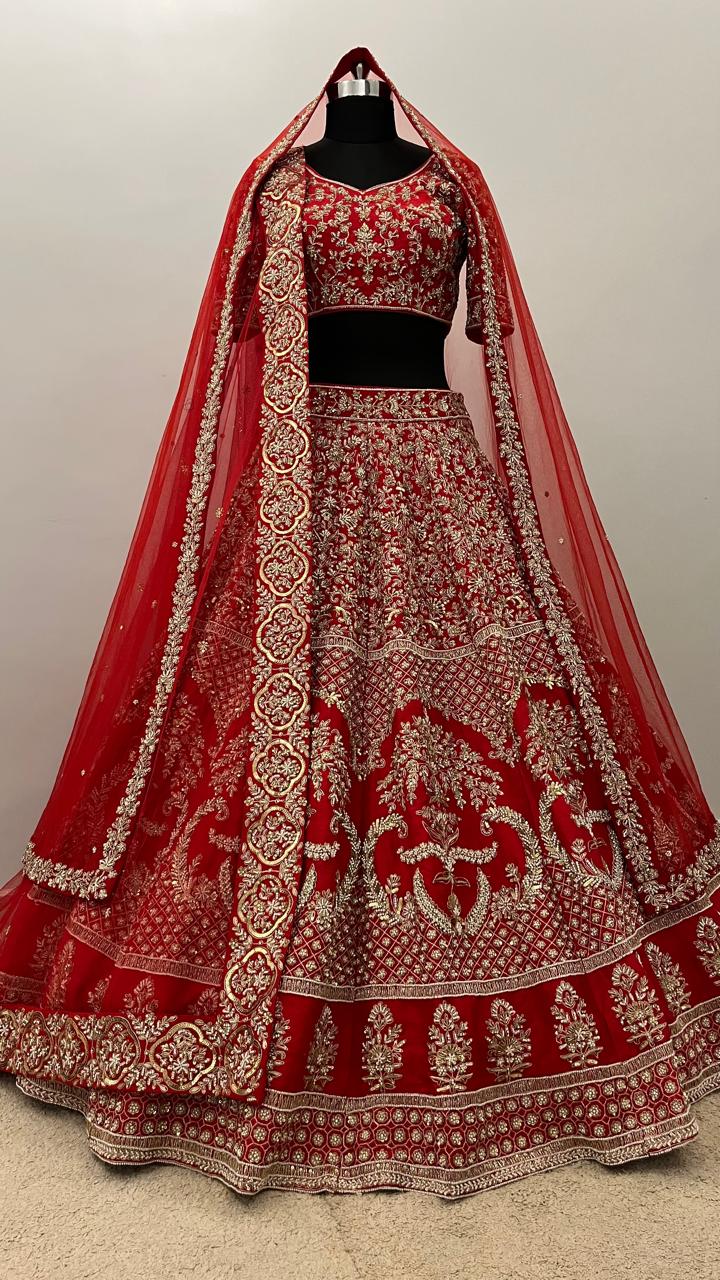 Royal Crimson Zardozi Bridal Lehenga Set