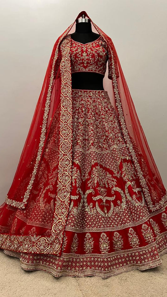 Royal Crimson Zardozi Bridal Lehenga Set