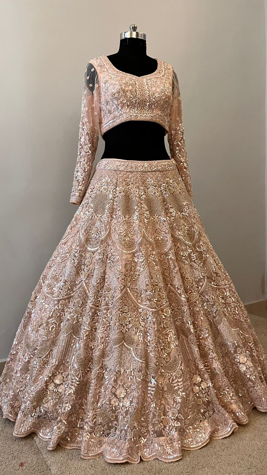 Champagne Rose Handcrafted Bridal Lehenga Couture