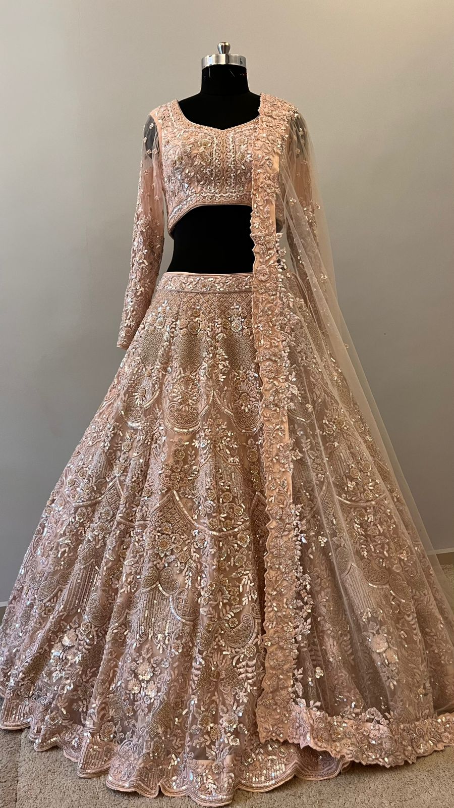 Champagne Rose Handcrafted Bridal Lehenga Couture