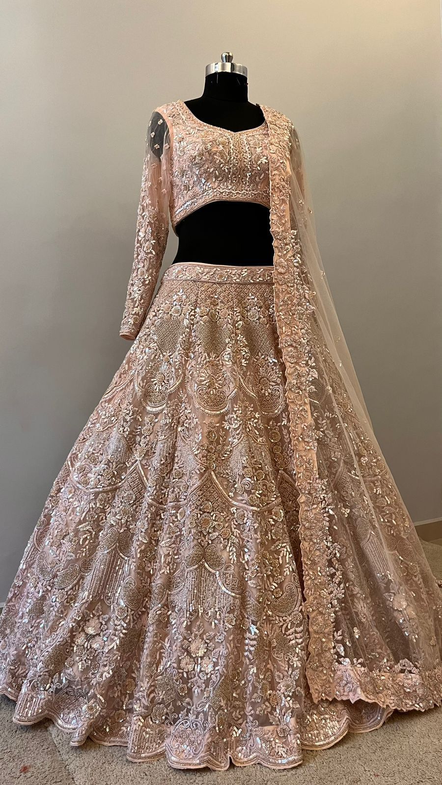Champagne Rose Handcrafted Bridal Lehenga Couture