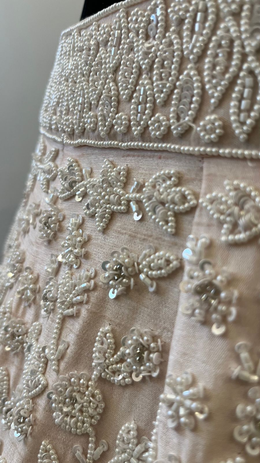 Elara Ivory Pearl Embroidered Bridal Lehenga