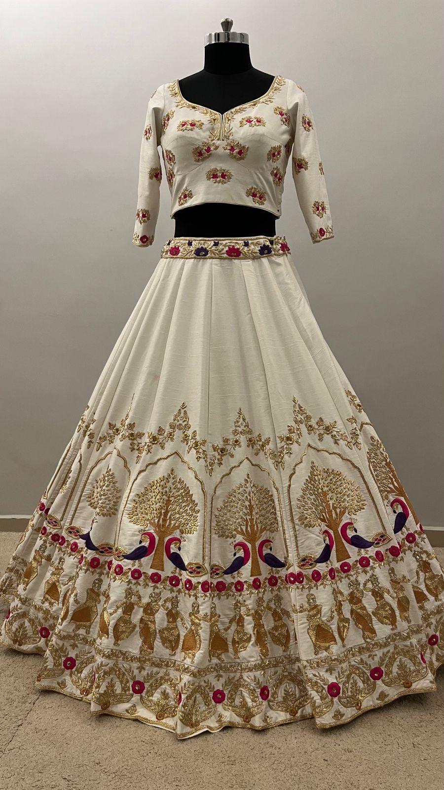 Ivory Peacock Heritage Bridal Lehenga