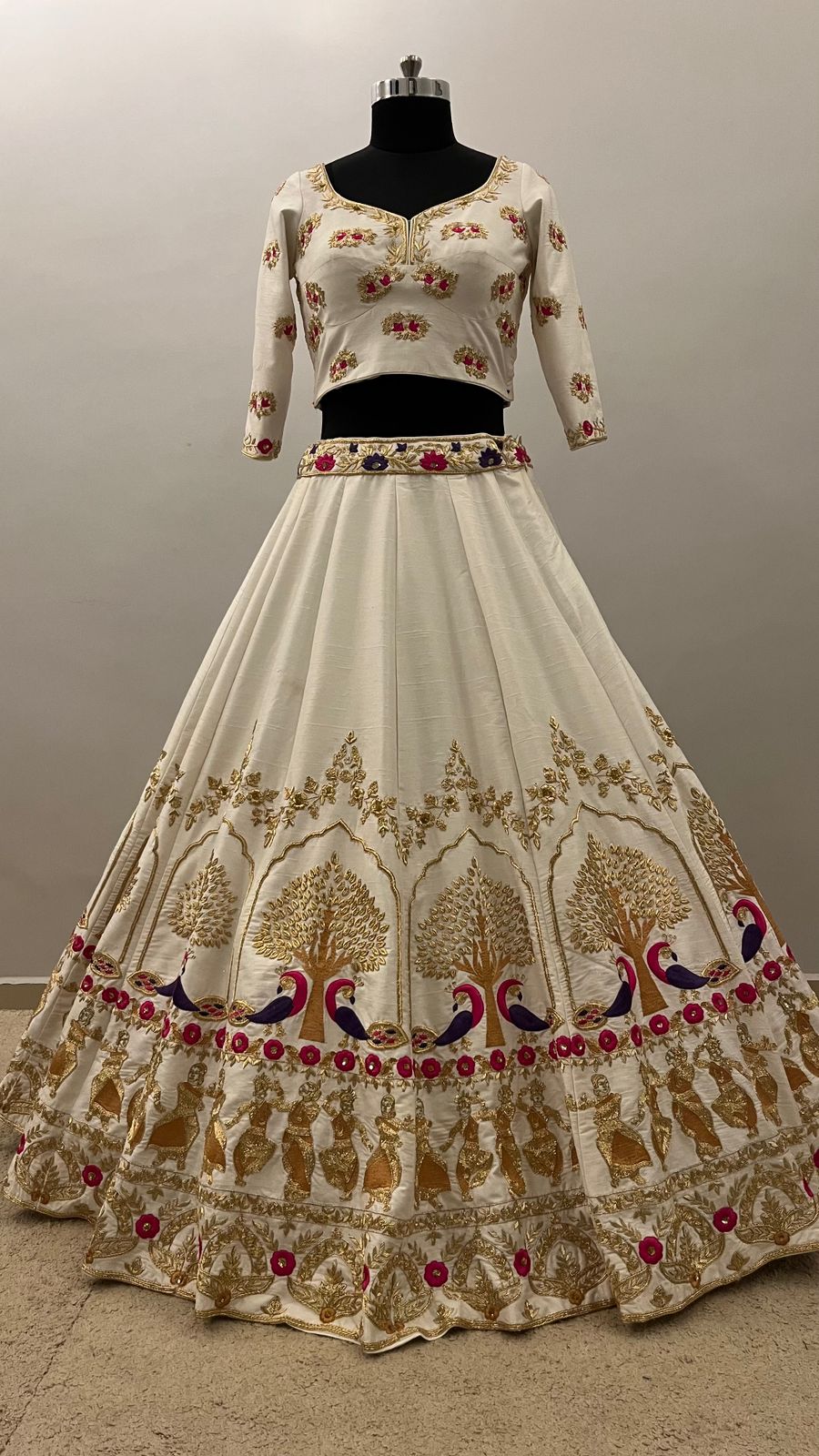 Ivory Peacock Heritage Bridal Lehenga