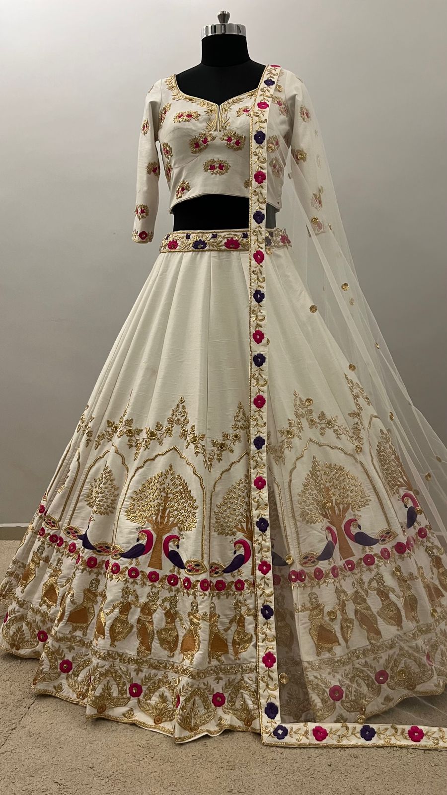 Ivory Peacock Heritage Bridal Lehenga