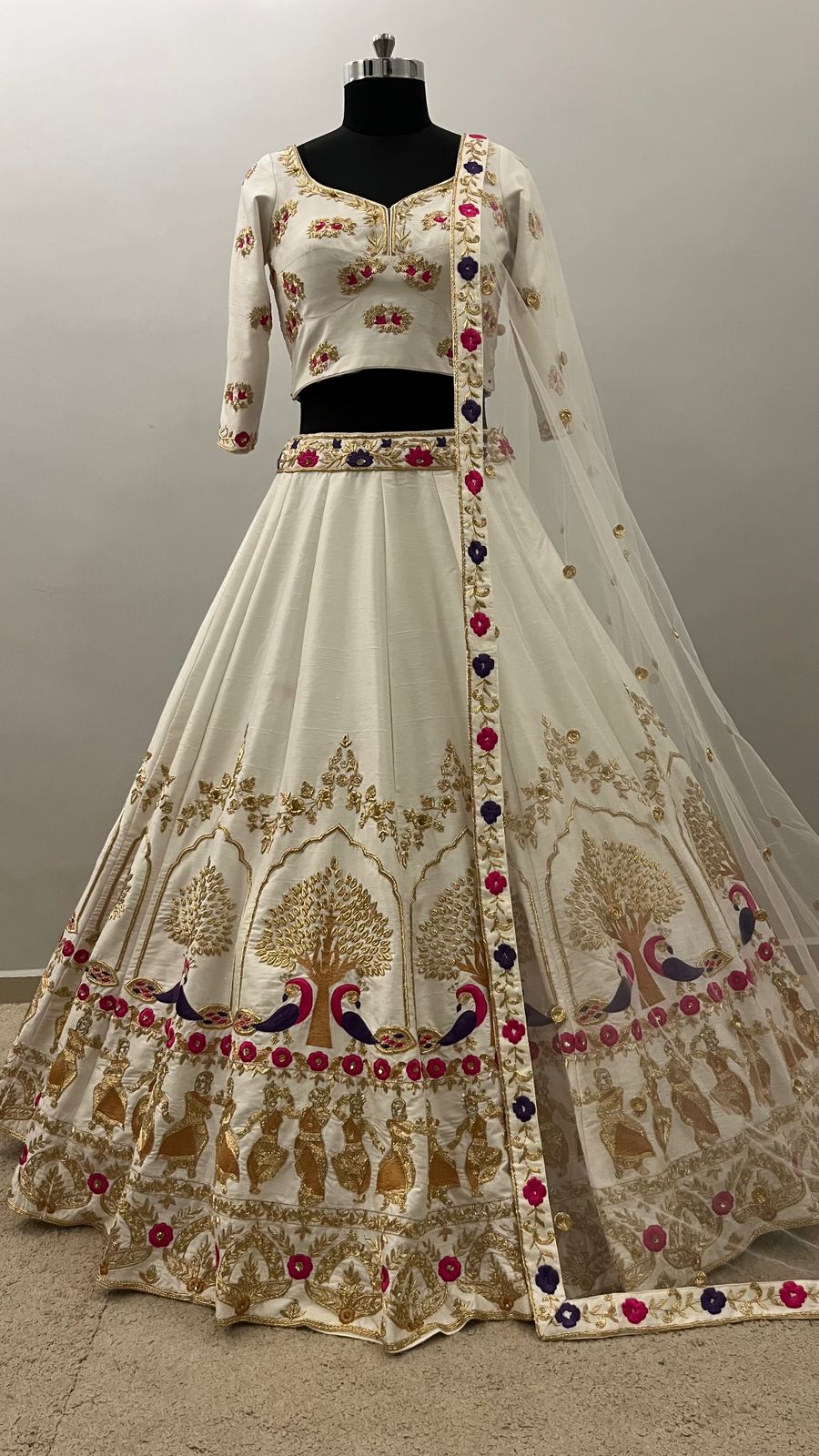 Ivory Peacock Heritage Bridal Lehenga
