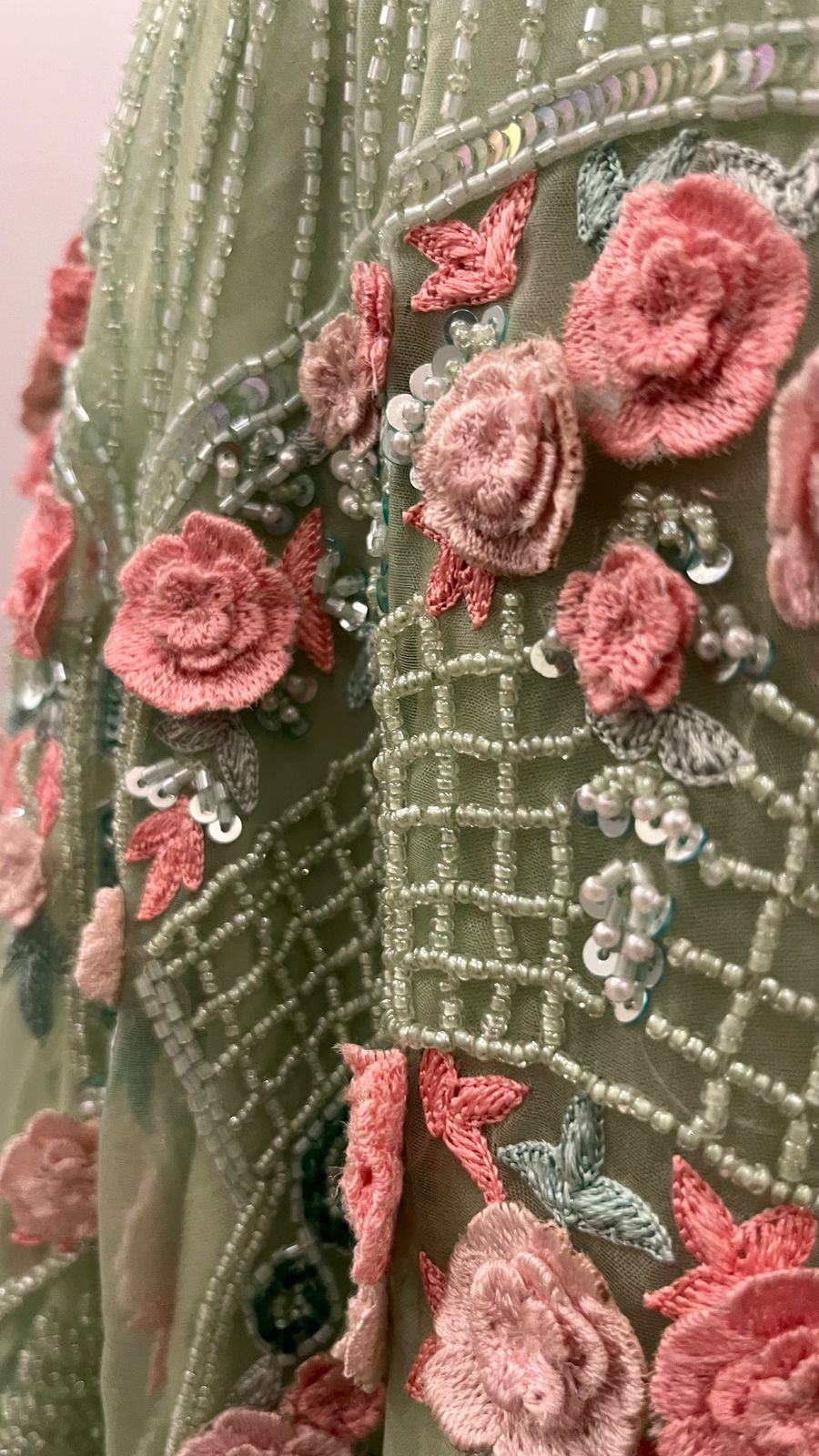 Mint Blossom 3D Floral Lehenga Set