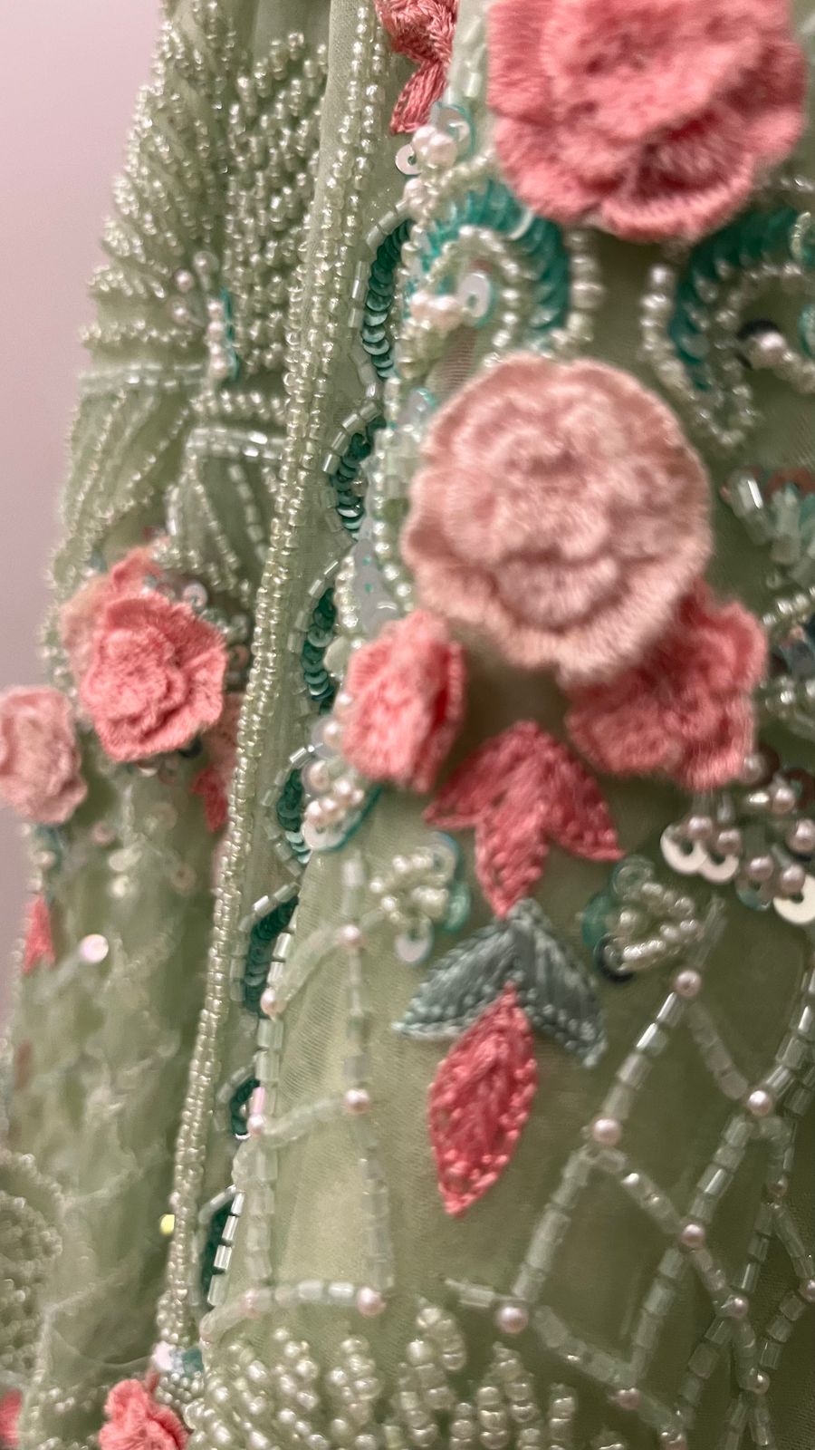 Mint Blossom 3D Floral Lehenga Set