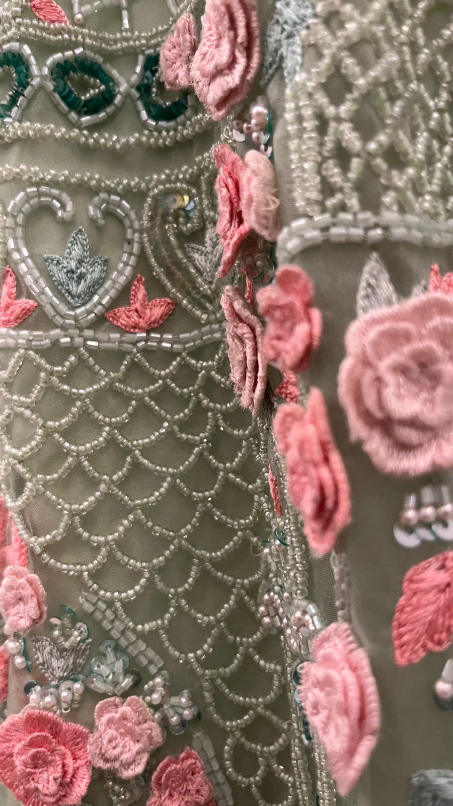 Mint Blossom 3D Floral Lehenga Set