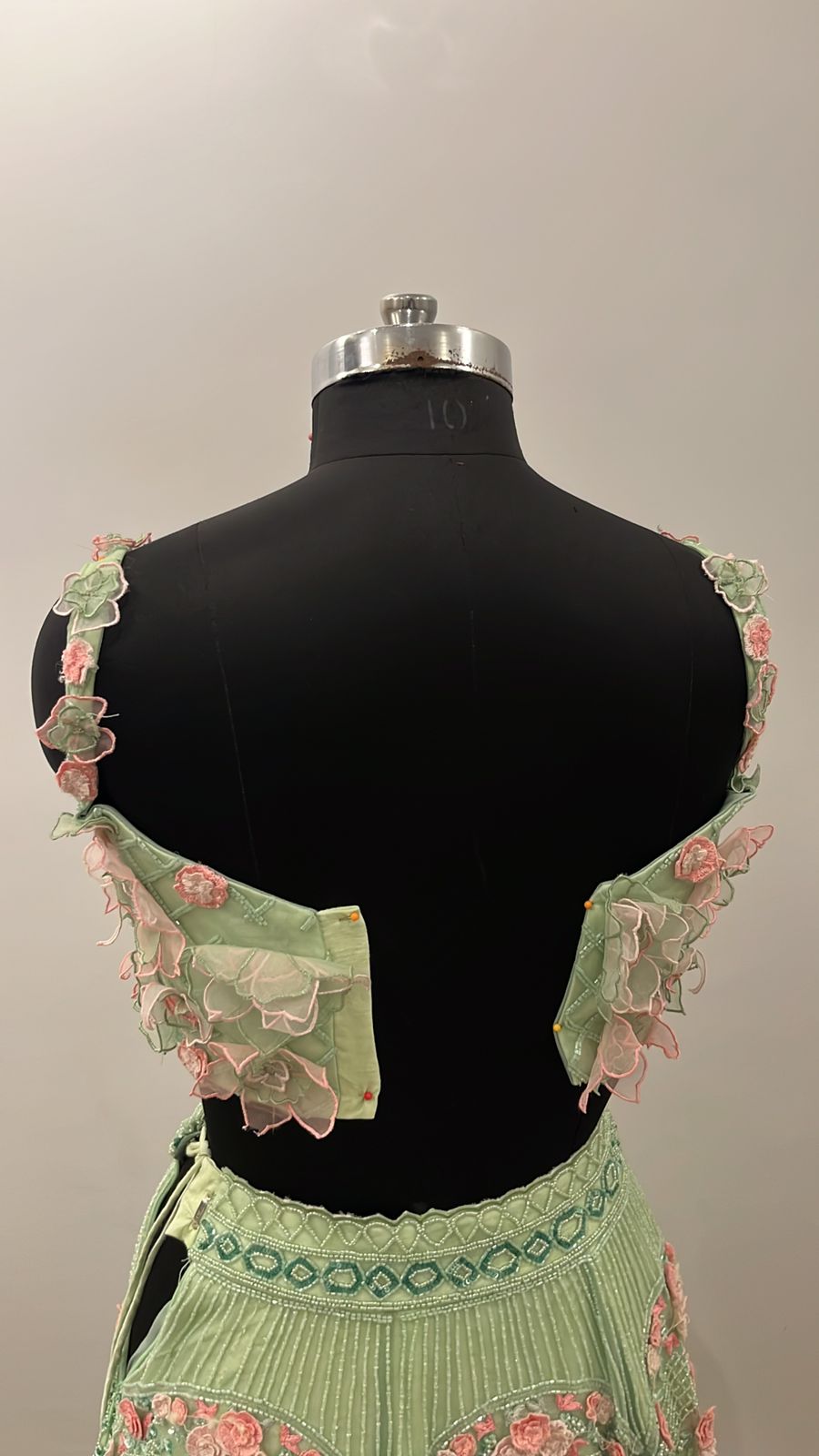Mint Blossom 3D Floral Lehenga Set